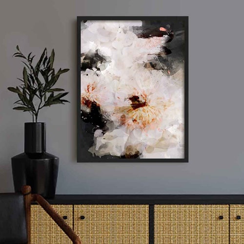 Spring Yellow Abstract Floral Wall Art Print Framed Modern Etsy UK