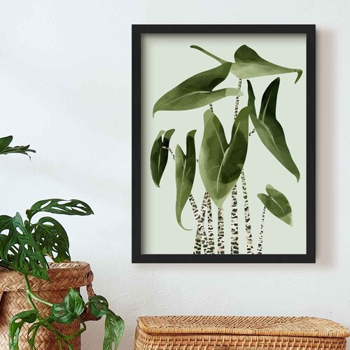 Dark Tropical Jungle Leaf Art Print Framed Botanical Wall Etsy UK