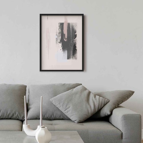 Blush Pink and Grey Abstract Art Watercolor Printable Art Etsy