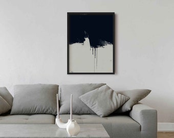 Dark Abstract Art, Framed Abstract Wall Art Prints, Abstract Painting, Black and Grey Minimalist Wall Art