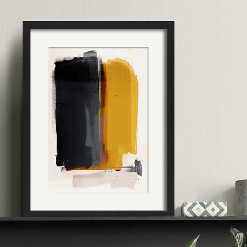 Mustard and Grey Abstract Print Mustard Yellow Wall Art Etsy UK