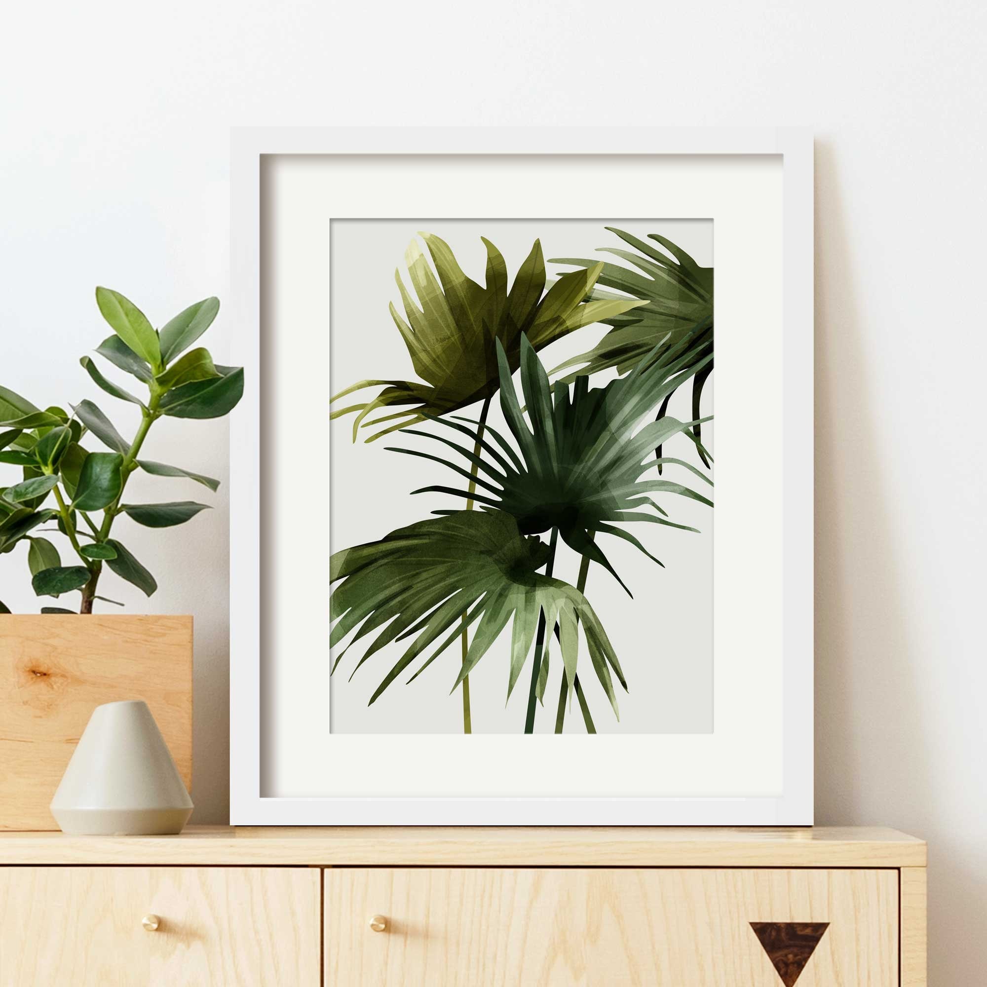 Fan Palm Leaf Print Framed Botanical Wall Art Modern - Etsy UK