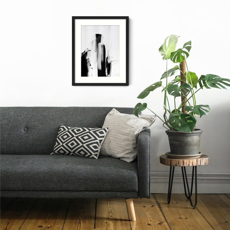 Minimalist Wall Art Prints Black and White Abstract Painting | Etsy