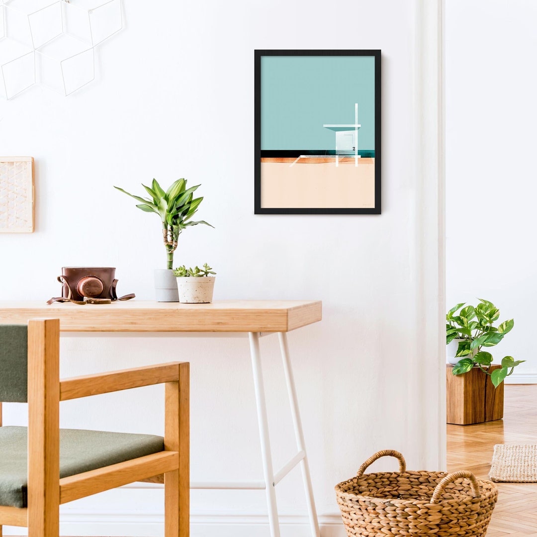 Beach Wall Art Print, Framed Beach Poster, Modern Beach Wall Decor, Ocean Coastal Beach House