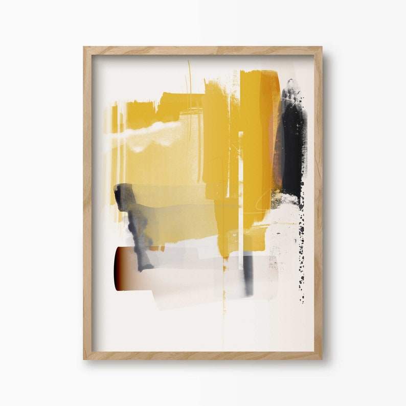 Mustard and Grey Abstract Print Mustard Yellow Wall Art Etsy UK