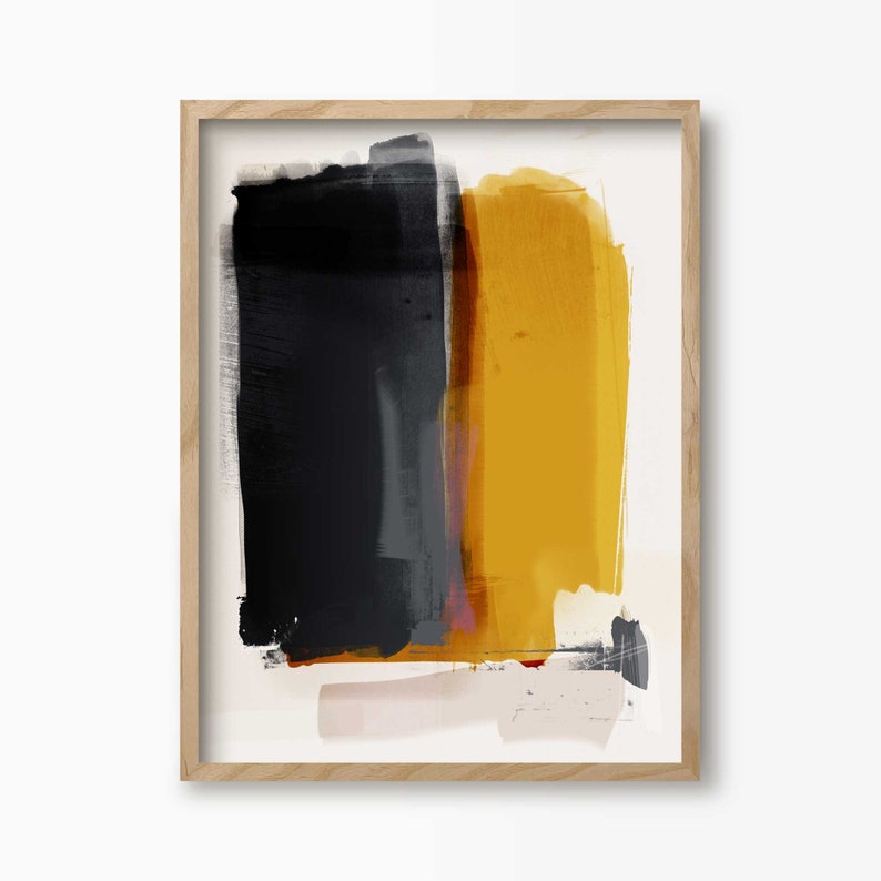 Mustard and Grey Abstract Art Print Framed Mustard Yellow Etsy UK