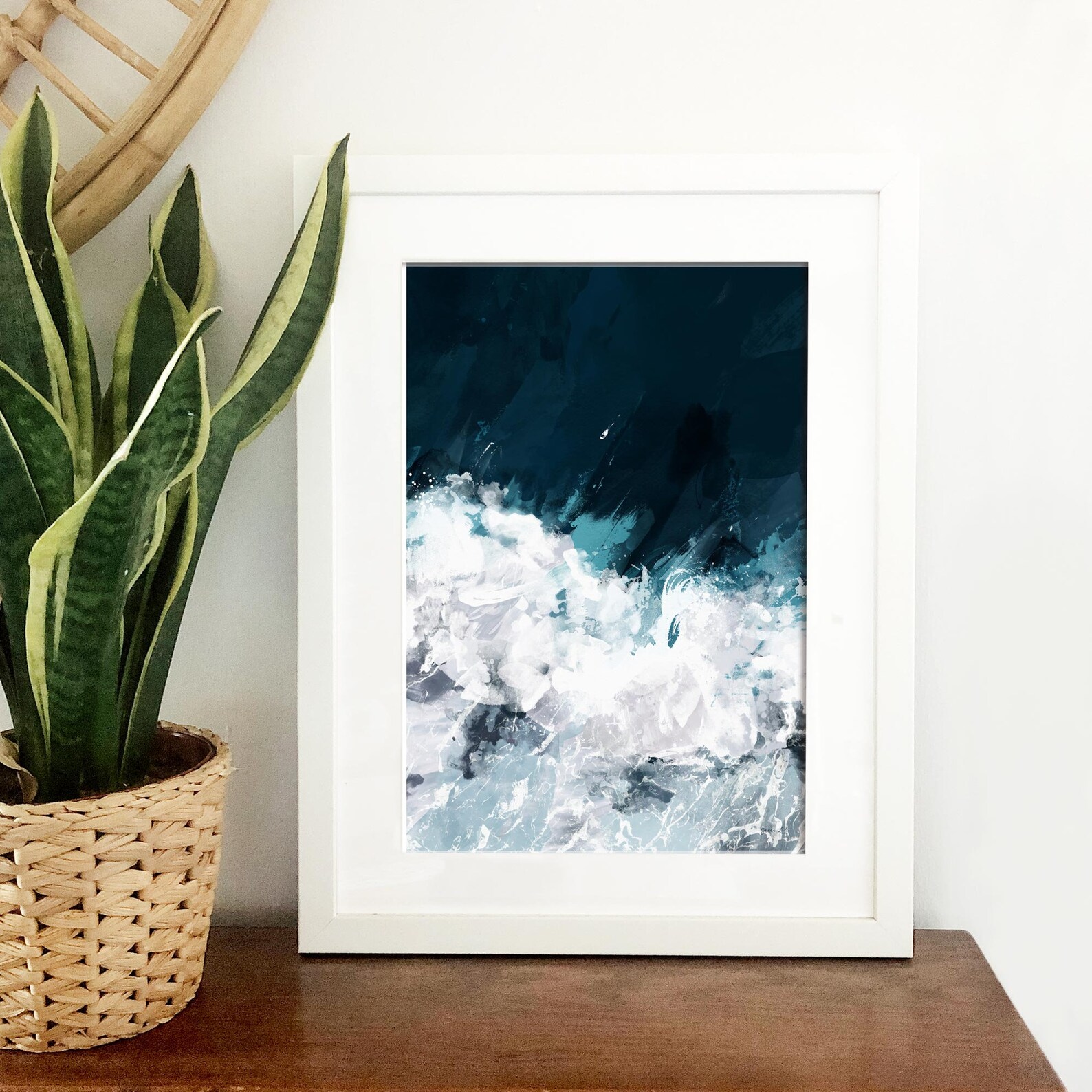 Ocean Wave Painting Framed Ocean Waves Wall Art Print Etsy