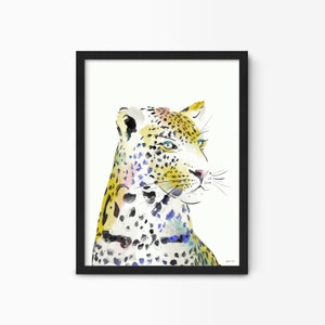 Watercolour Leopard Animal Art, Leopard Animal Painting, Watercolour Wildlife Art, Animal Lover Gift