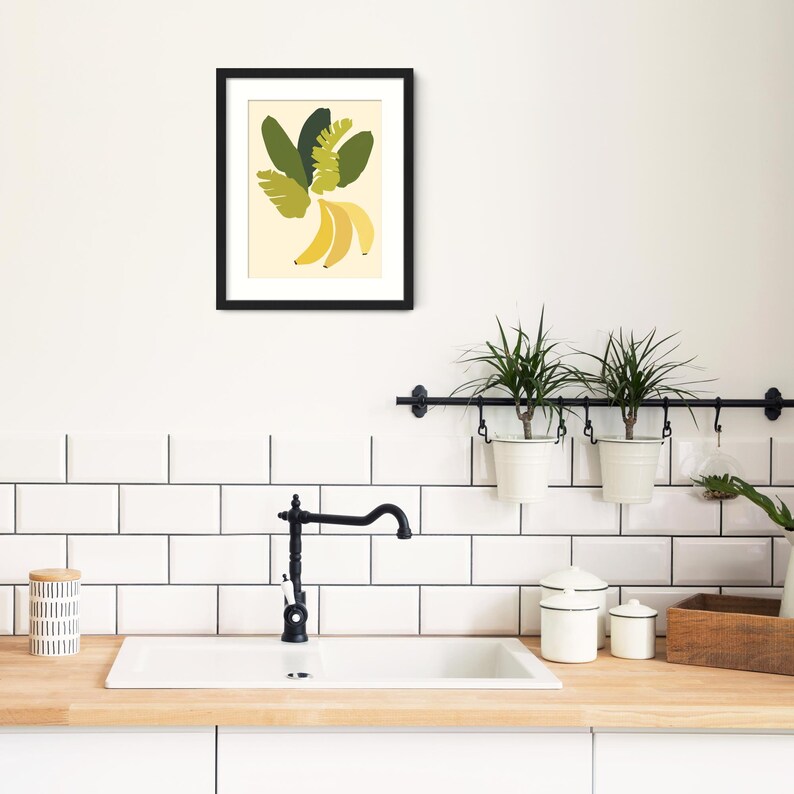 Banana Leaf Botanical Print Modern Kitchen Wall Art Framed | Etsy