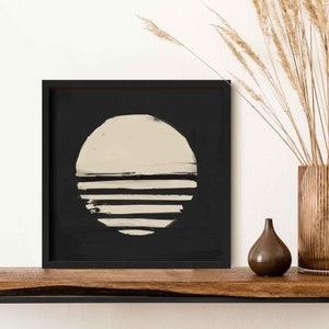 Abstract Sunset Boho Wall Art Print, Modern Framed Minimalist Art Print, Square Bohemian Wall Decor