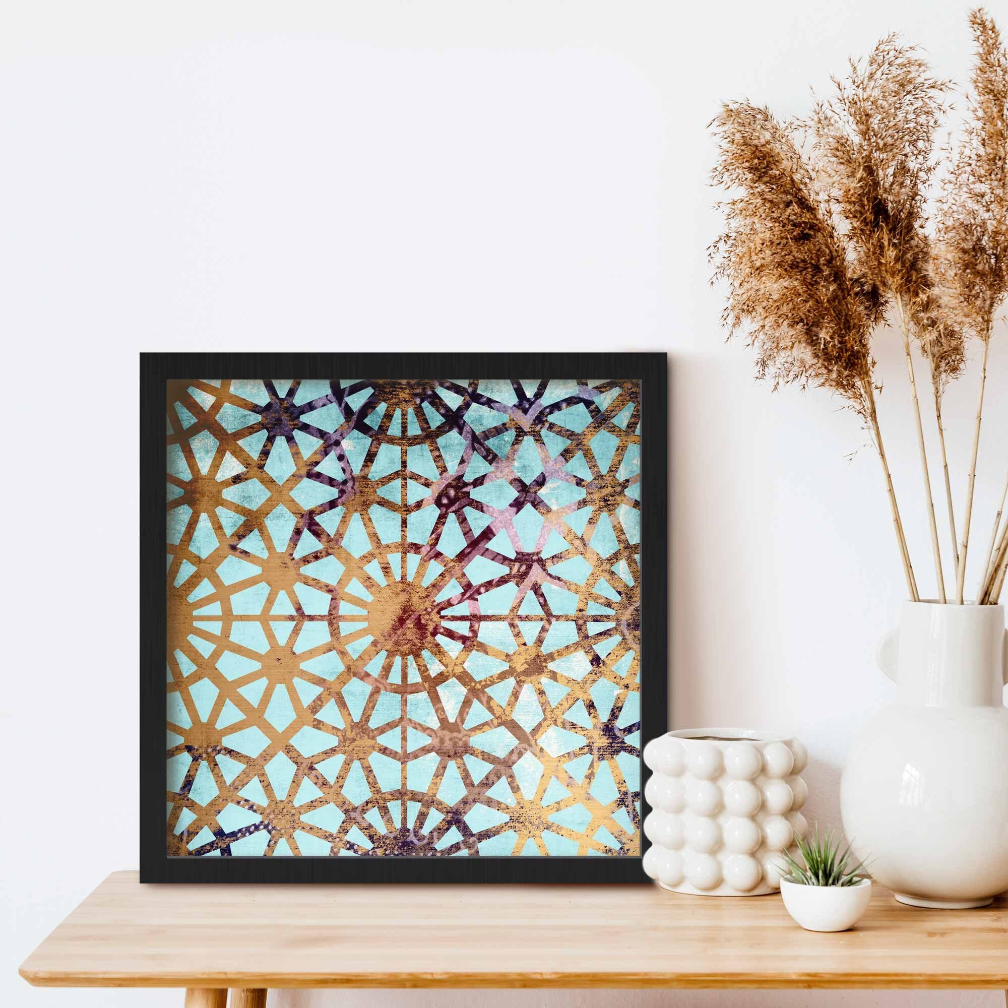 Blue & Gold Moroccan Wall Art Print Modern Moroccan Wall Etsy
