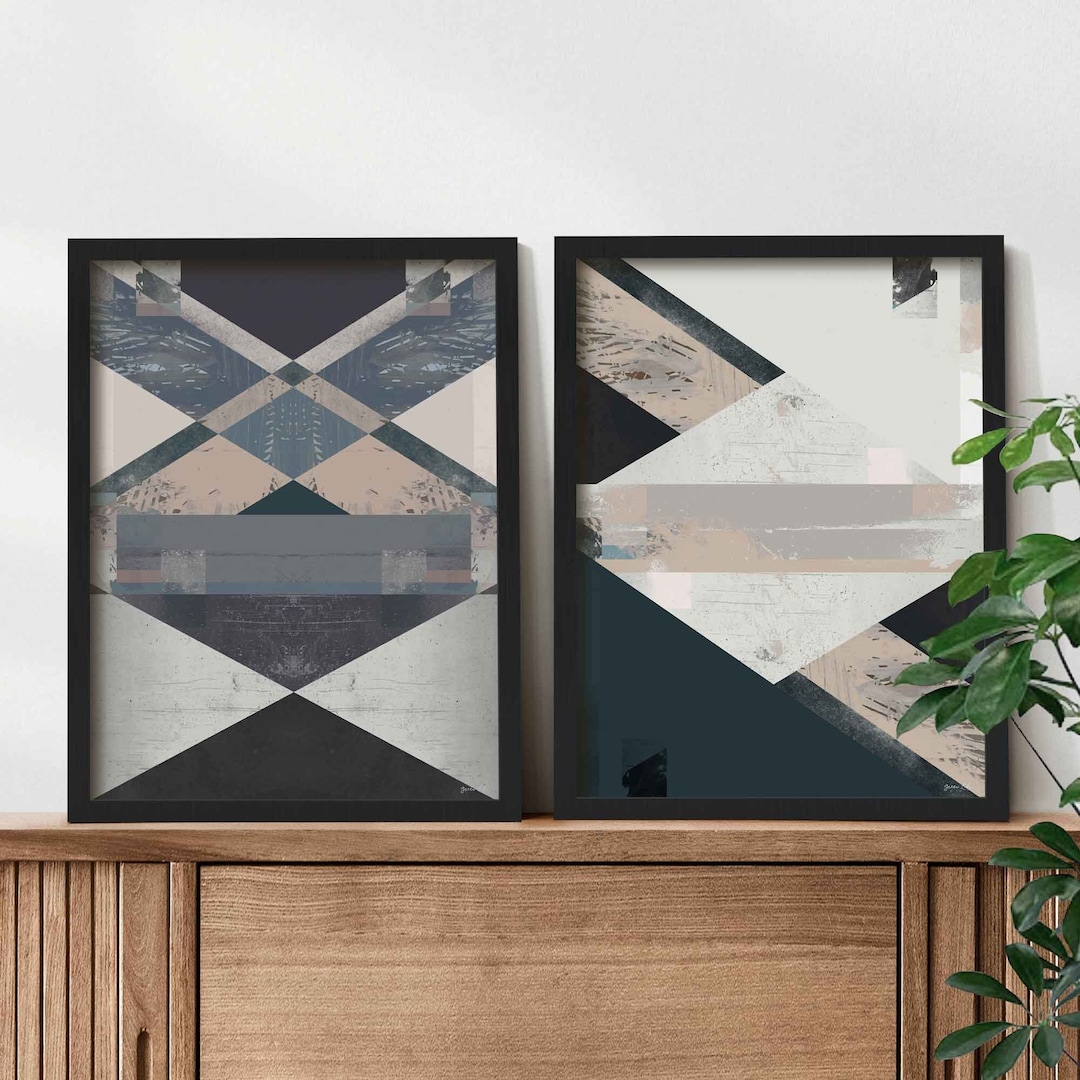 Bohemian Wall Art Set, Abstract Art Prints Set of 2, Geometric Boho ...