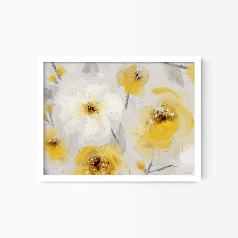 Mustard Yellow Flower Wall Art Print Large Framed Flower Etsy