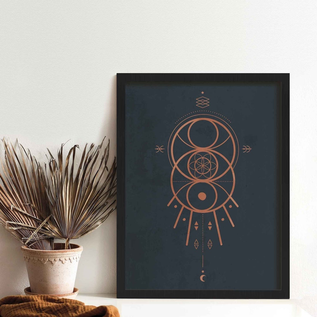 Sacred Geometry Wall Art, Framed Minimalist Art, Modern Boho Wall Art ...