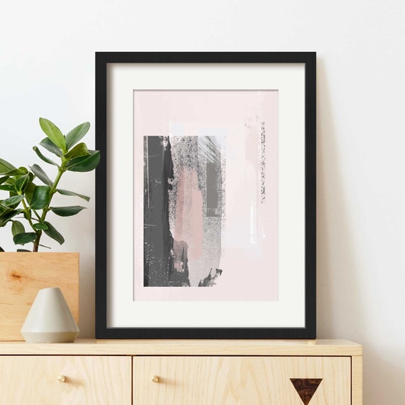 Pink and Grey Abstract Wall Art Print Blush Pink Abstract Etsy