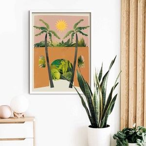 Palm Tree Wall Art Print Framed Botanical Art Print Tropical | Etsy