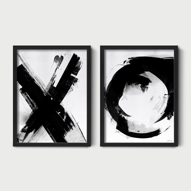 Letter XO Abstract Art Prints Framed Black and White Etsy UK