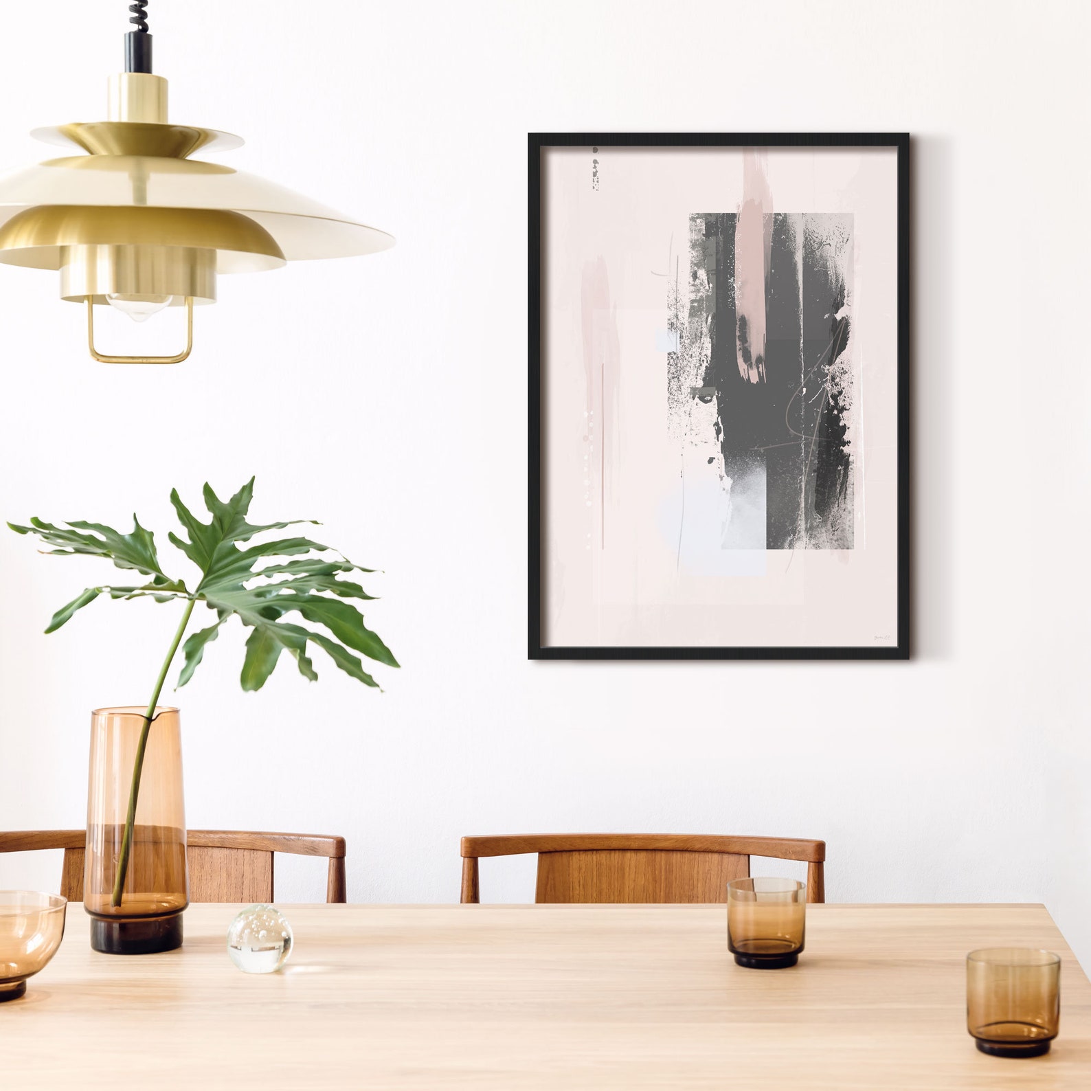 Pink and Grey Abstract Wall Art Prints Blush Pink Abstract Etsy