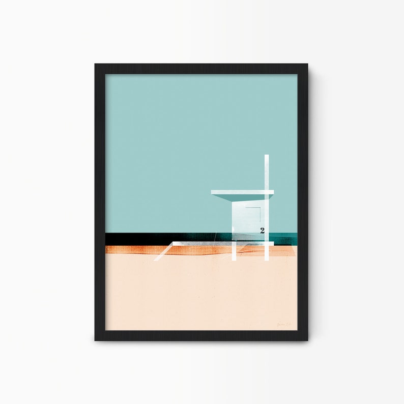 Beach Wall Art Print Framed Beach Poster Modern Beach Wall Etsy
