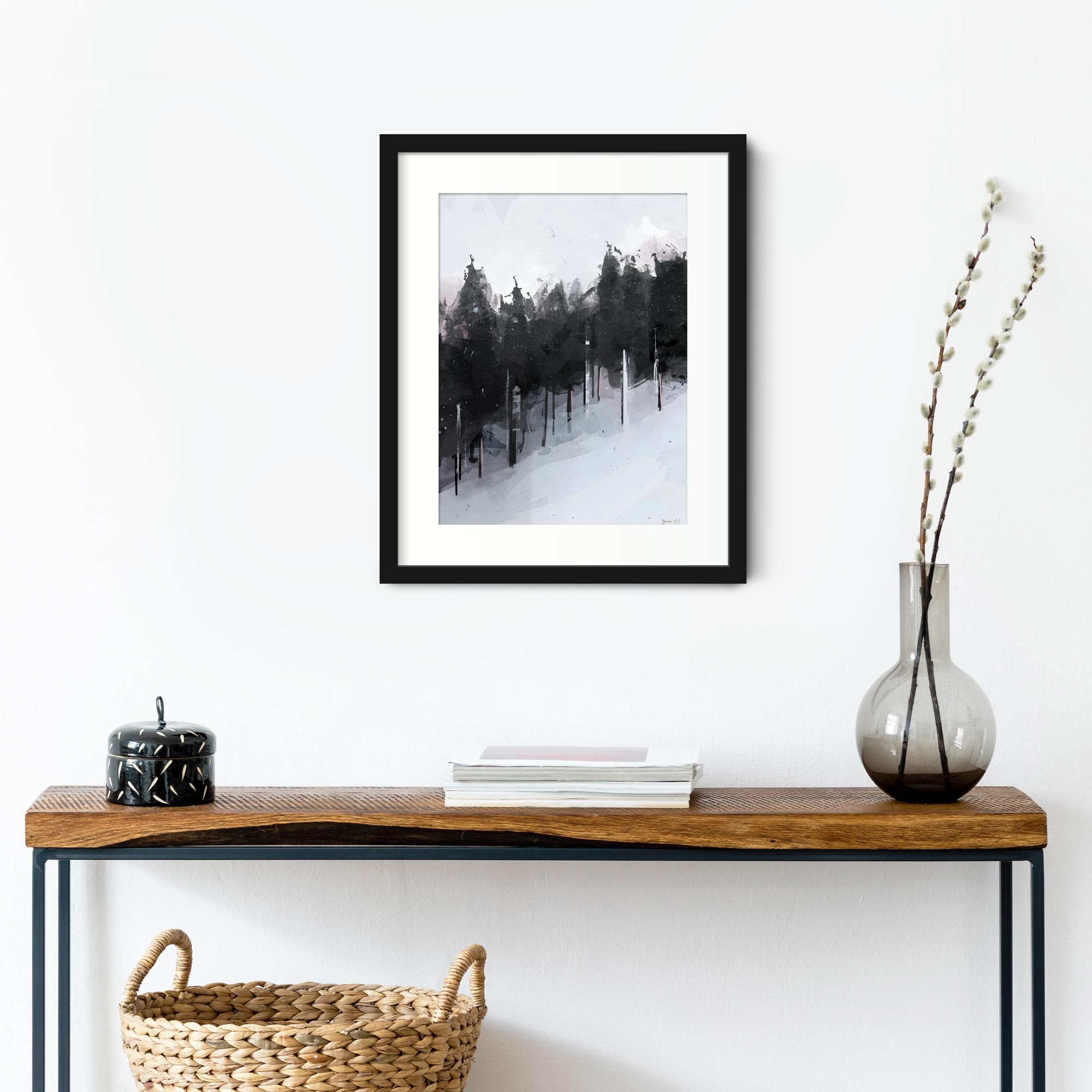 Abstract Winter Trees Wall Art Print Framed Winter Landscape Etsy