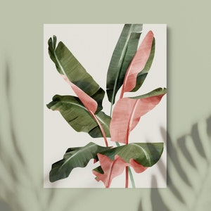 Pink Banana Leaves Print Framed Botanical Wall Art Modern - Etsy