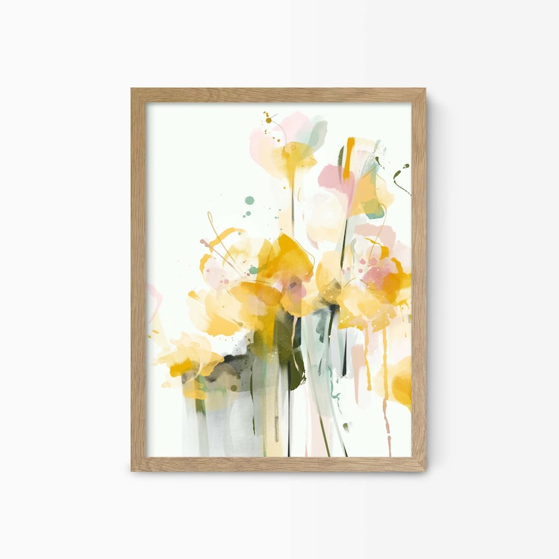 Abstract Floral Painting Framed Floral Wall Art Print Modern Etsy