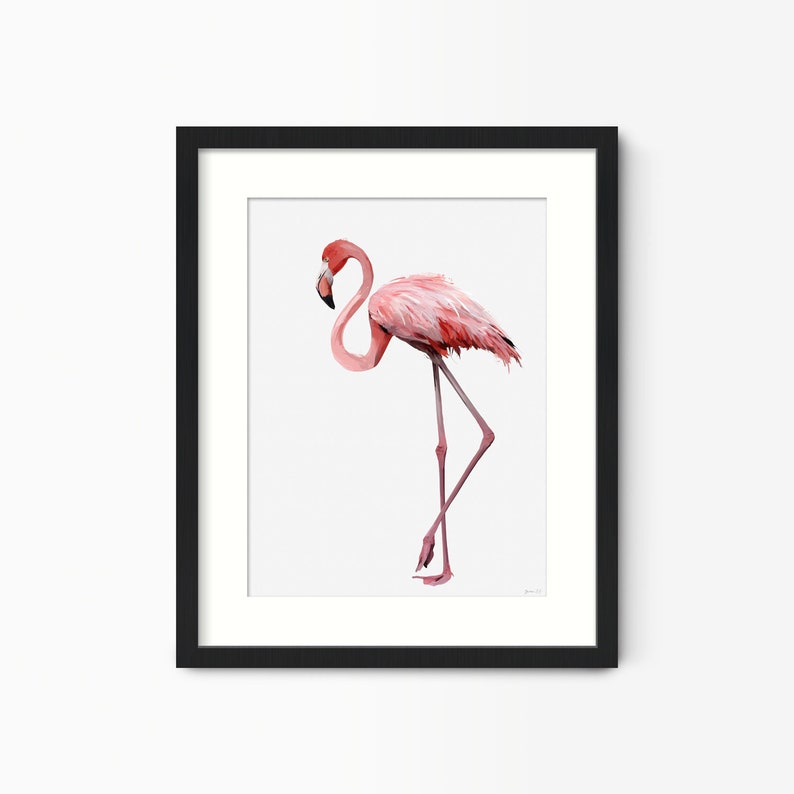 Classy Pink Flamingo Wall Art Print Framed Flamingo Painting Etsy UK