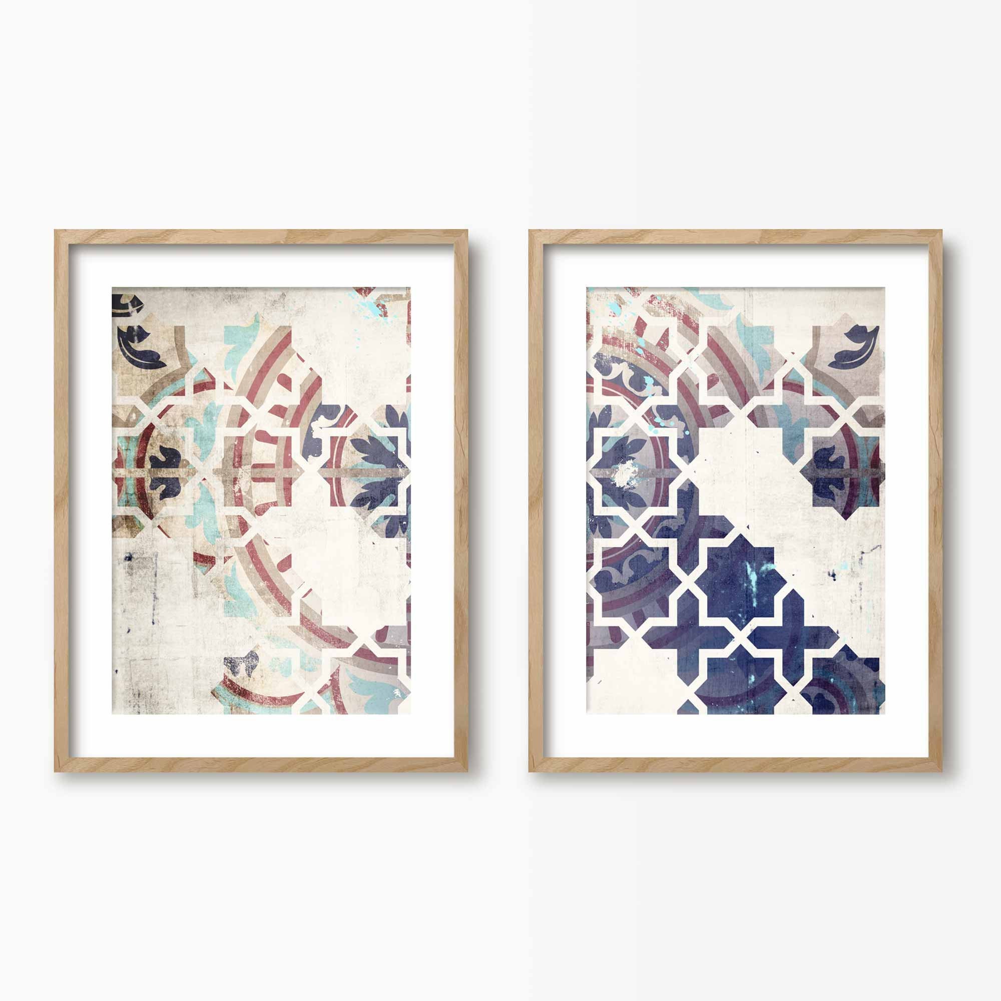 Blue Moroccan Wall Art Set of 2 Prints Modern Morocco Boho Etsy UK