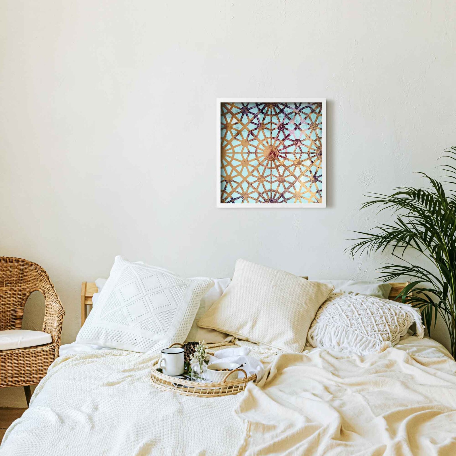 Blue & Gold Moroccan Wall Art Print Modern Moroccan Wall Etsy