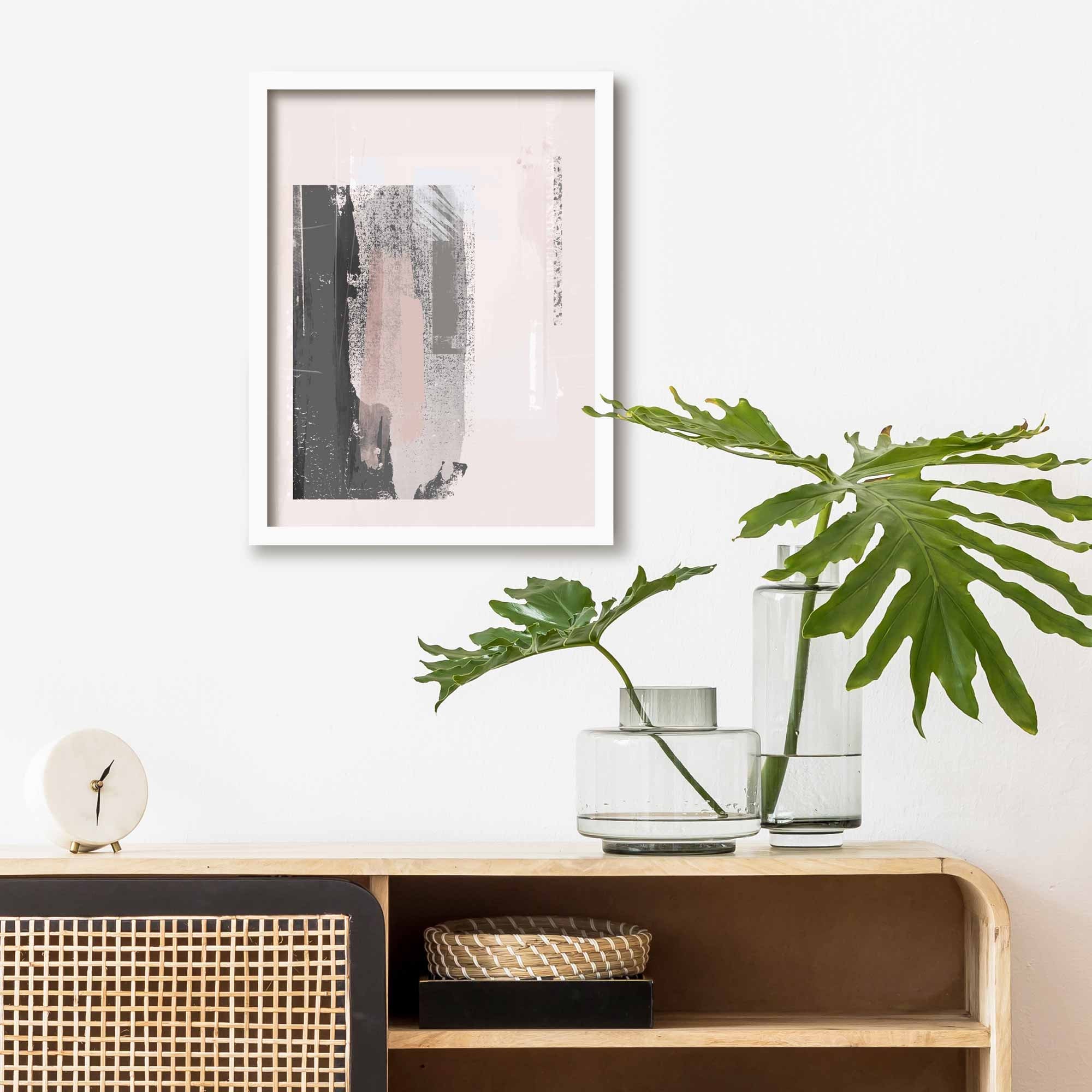 Pink and Grey Abstract Wall Art Print Blush Pink Abstract Etsy UK