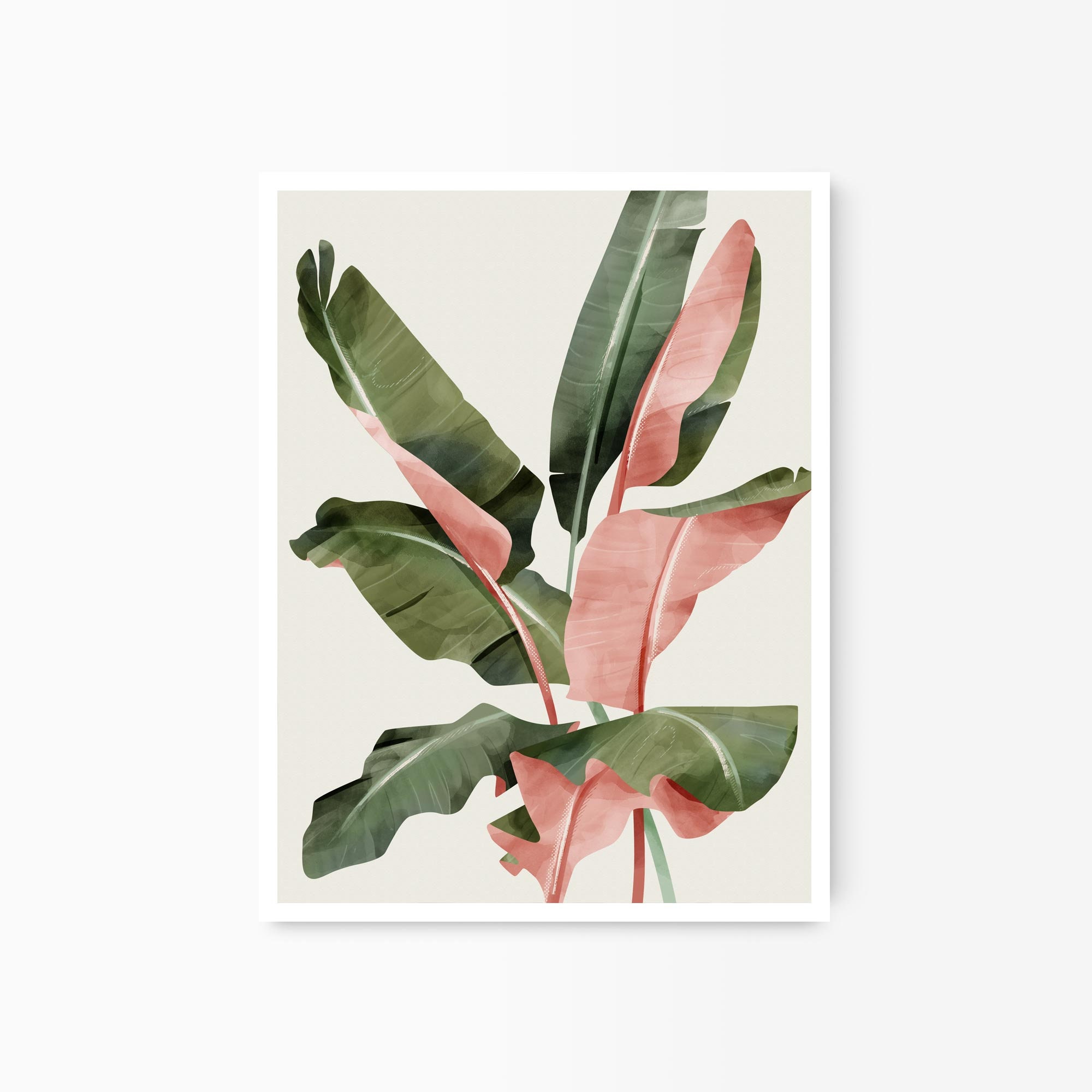 Pink Banana Leaves Print Framed Botanical Wall Art Modern | Etsy