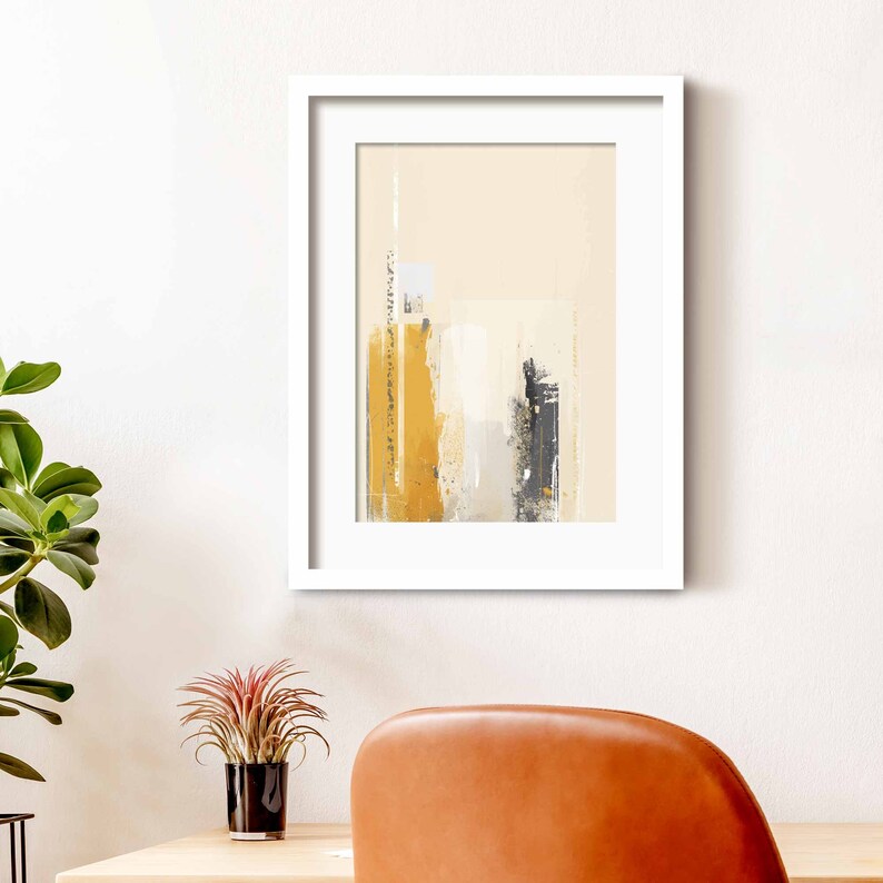 Mustard and Grey Abstract Print Mustard Yellow Wall Art Etsy UK