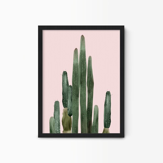 Pink Cactus Painting Modern Cactus Wall Art Print Cactus Etsy
