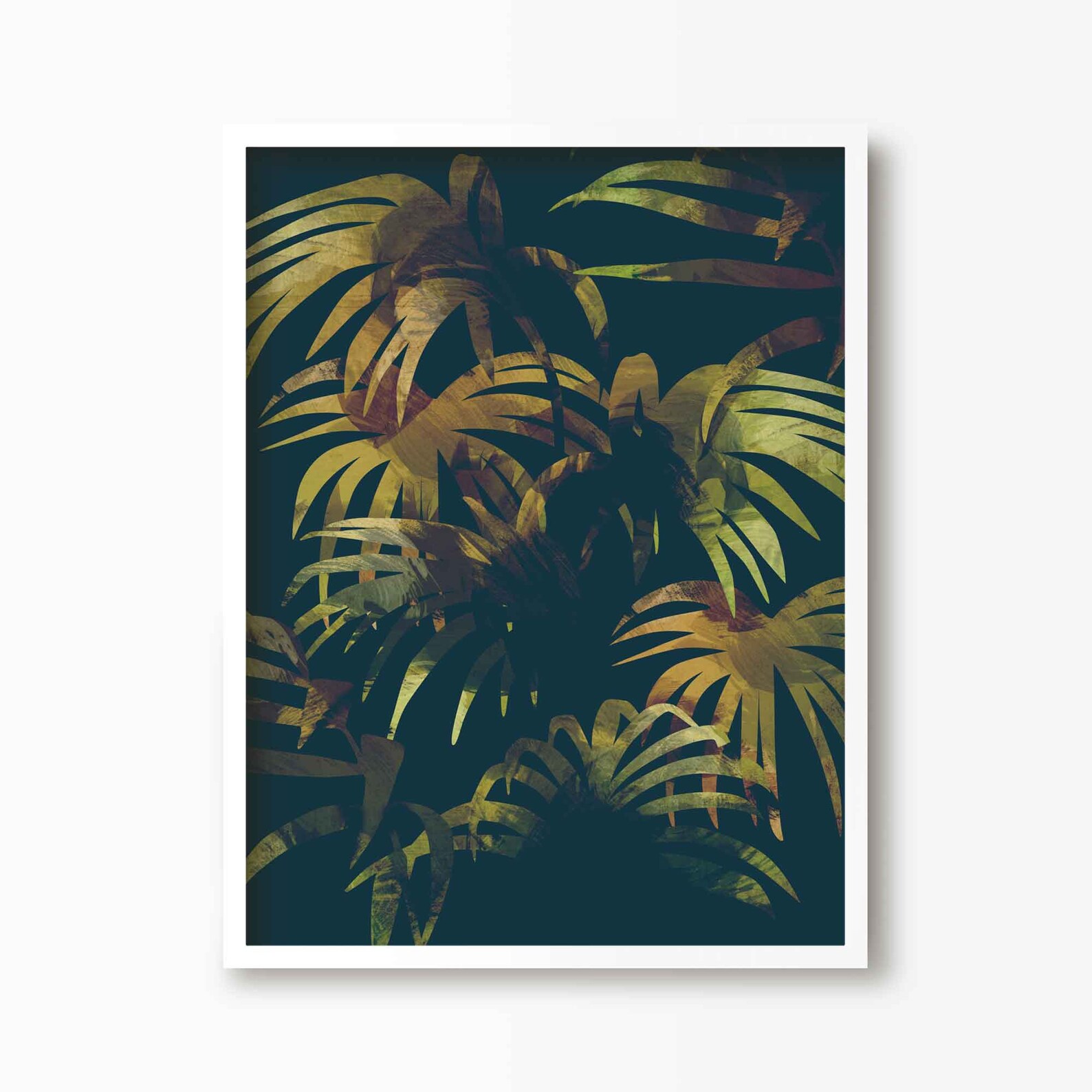 Dark Tropical Jungle Leaf Art Print Framed Botanical Wall Etsy UK