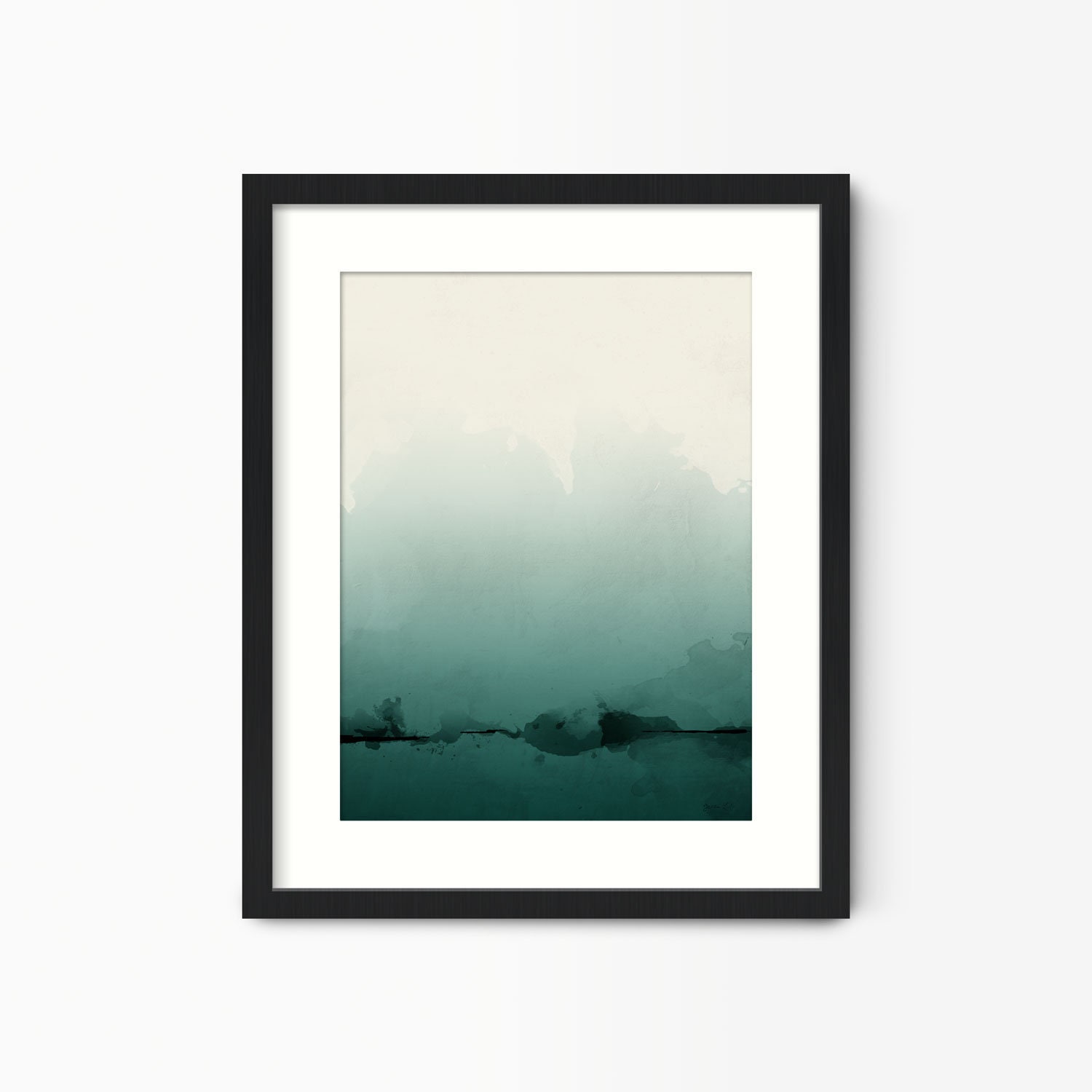Green Minimalist Abstract Wall Art Framed Abstract Painting Etsy
