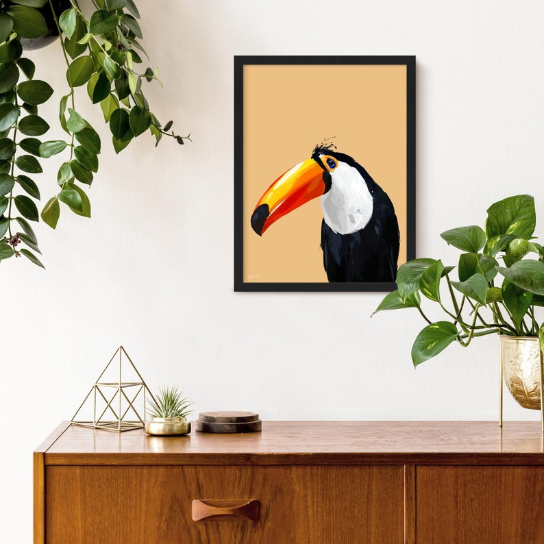 Quirky Toucan Wall Art Print Framed Tropical Bird Painting Etsy