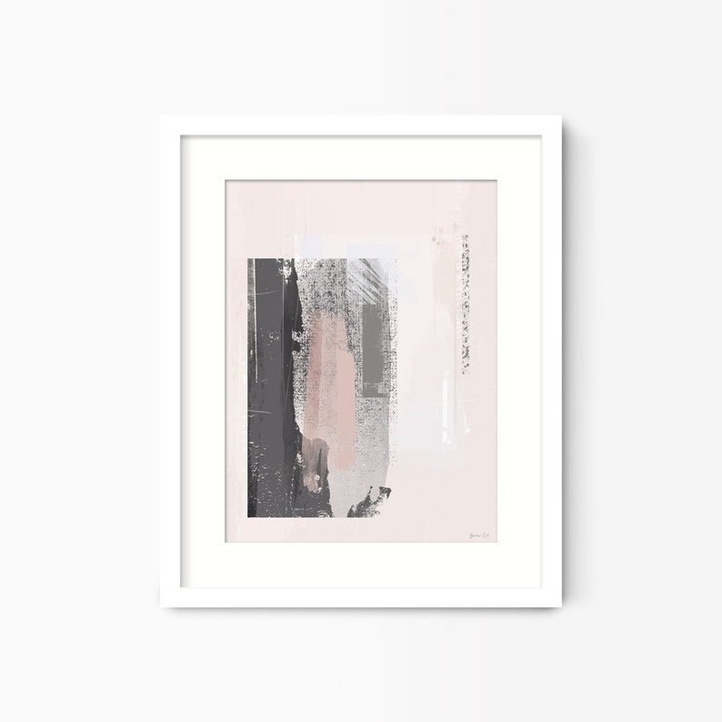 Pink and Grey Abstract Wall Art Print Blush Pink Abstract Etsy