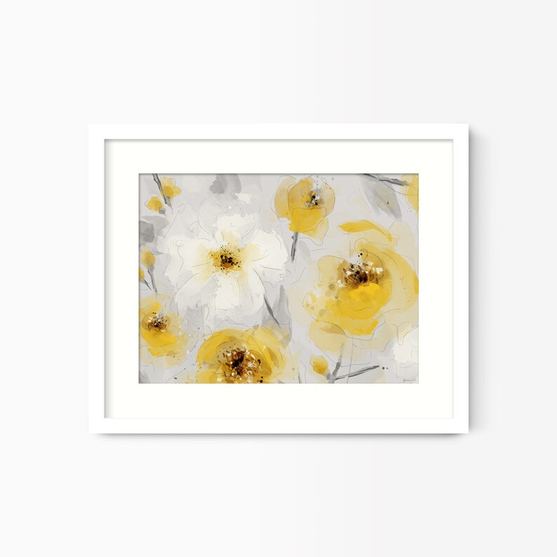 Mustard Yellow Flower Wall Art Print Large Framed Painting Bedroom Fl Decor Contemporary