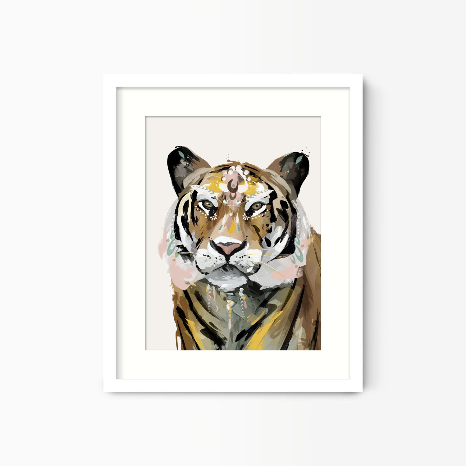 Bohemian Tiger Art Print Tiger Painting Framed Tiger Poster | Etsy UK