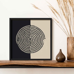 Moment Of Calm Boho Wall Art, Framed Minimalist Abstract Art Print, Square Bohemian Japandi Wall Decor