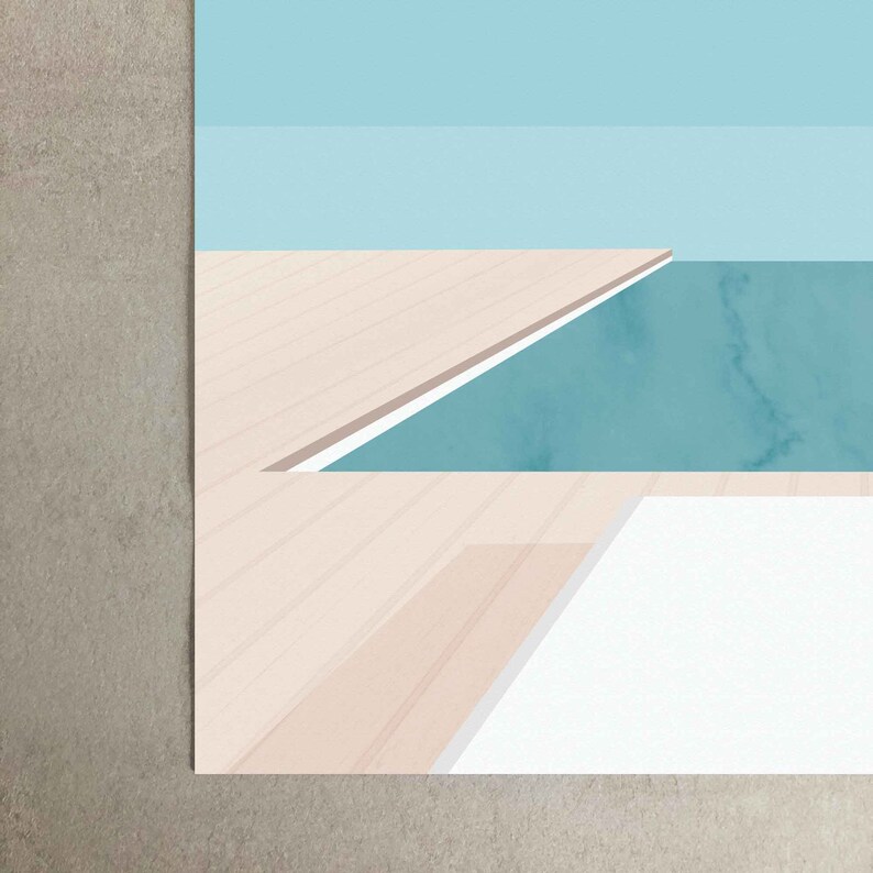Swimming Pool Abstract Art Print, Geometric Swimming Pool Wall Art, Beach House Decor, Bathroom Wall Art image 3