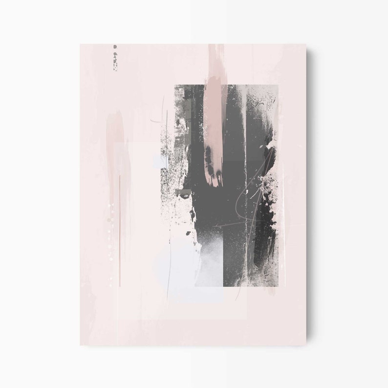 Pink and Grey Abstract Wall Art Prints Blush Pink Abstract Etsy