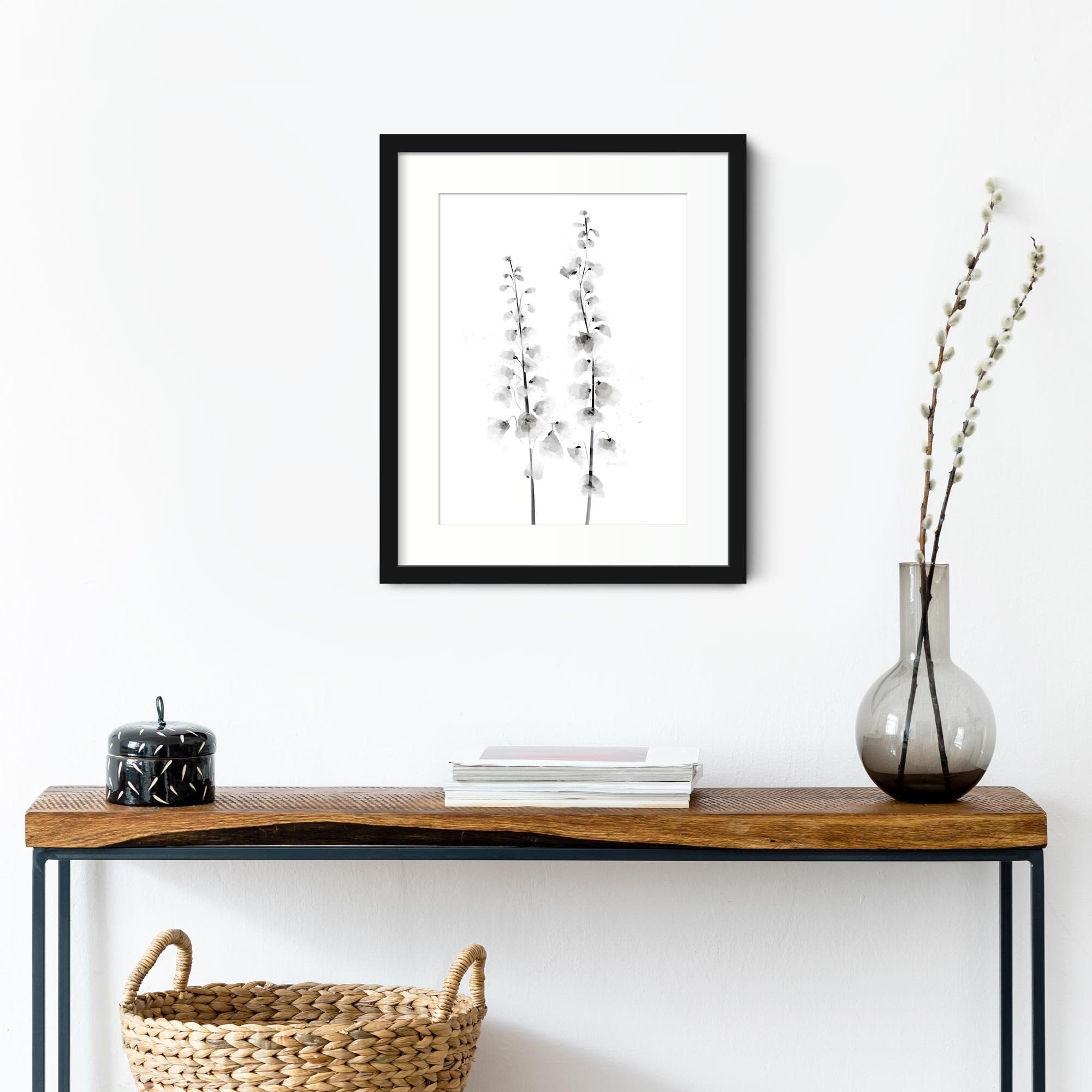 Black and White Flower Wall Art Print Contemporary Floral Etsy