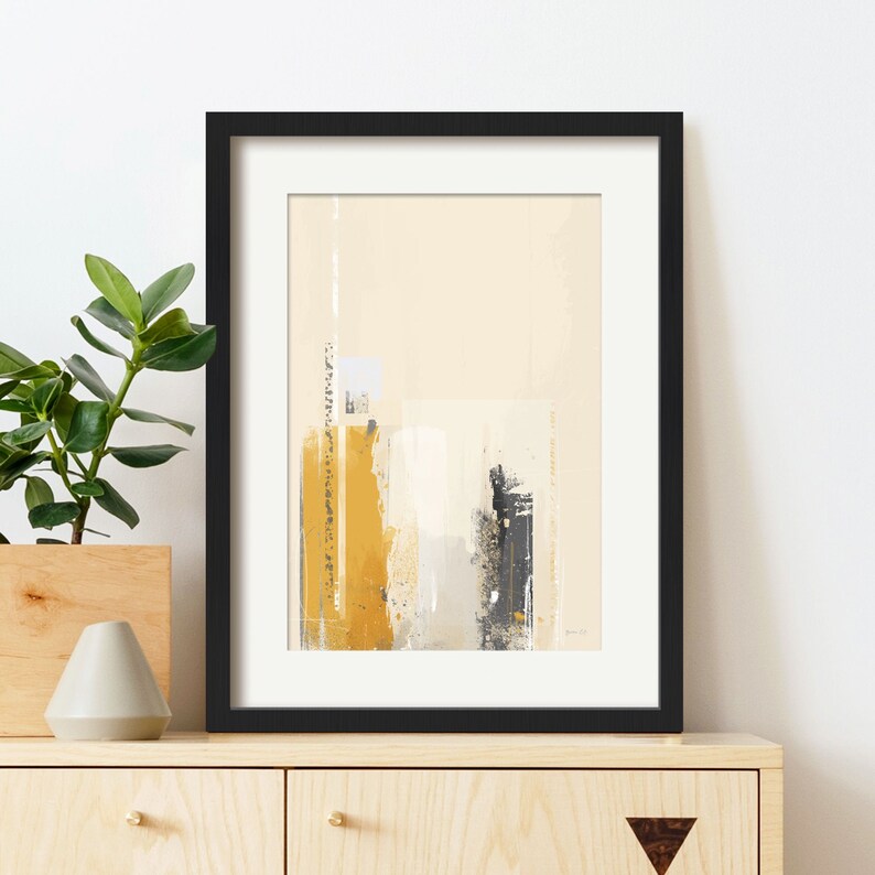 Mustard and Grey Abstract Print Mustard Yellow Wall Art Etsy UK