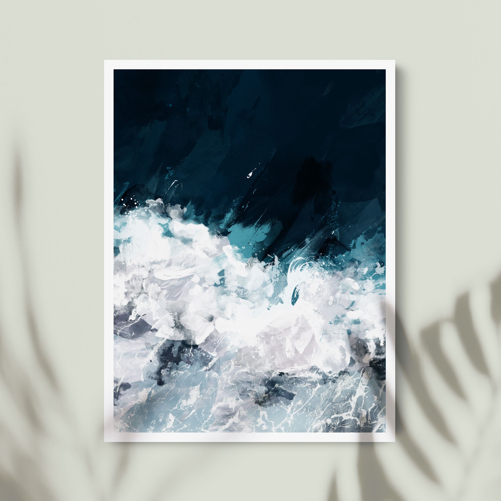 Ocean Wave Painting Framed Ocean Waves Wall Art Print Etsy