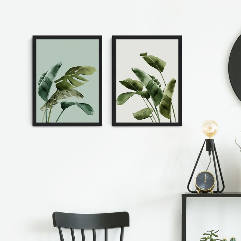 Botanical Print Set Framed Botanical Wall Art Mixed Palm Etsy