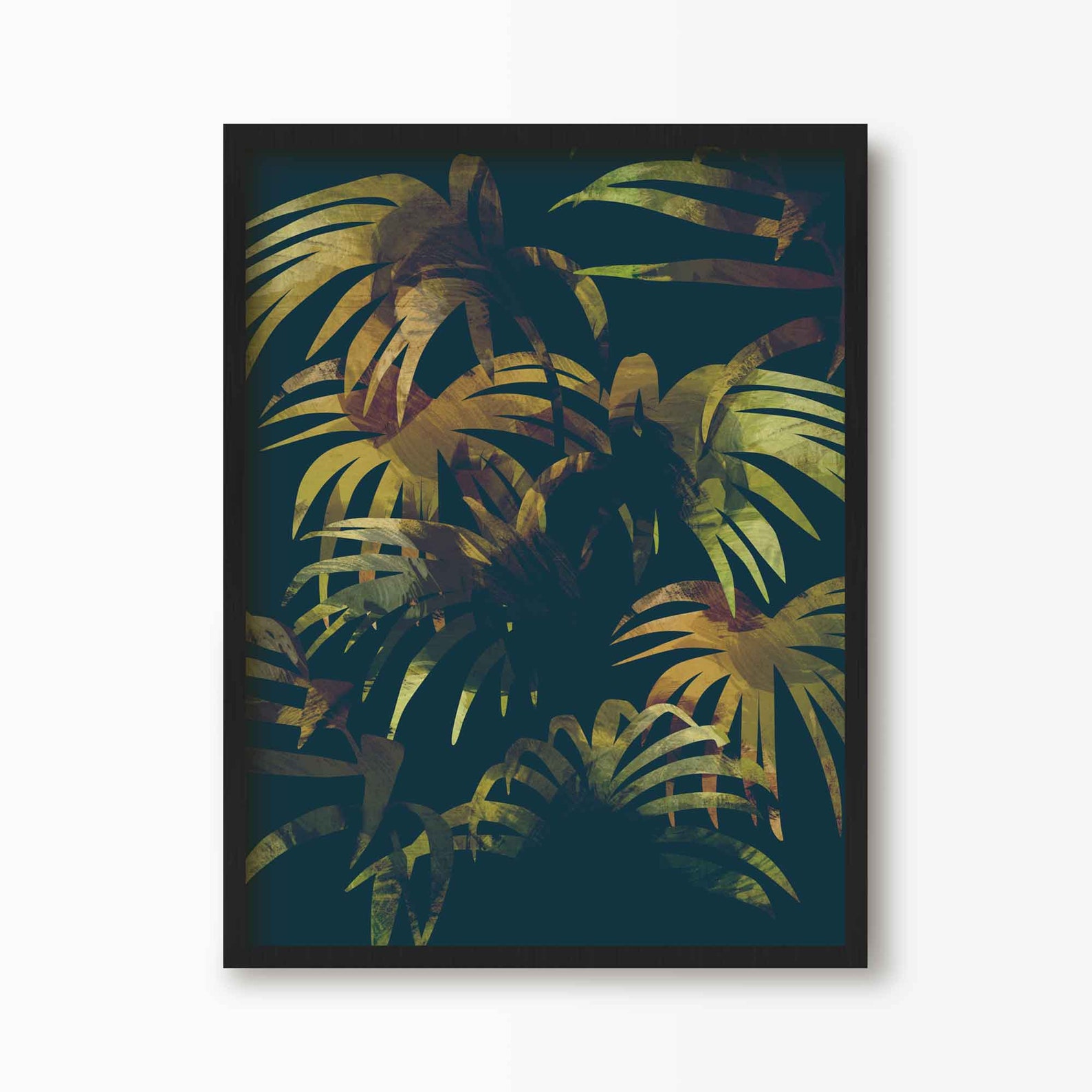 Dark Tropical Jungle Leaf Art Print Framed Botanical Wall Etsy UK