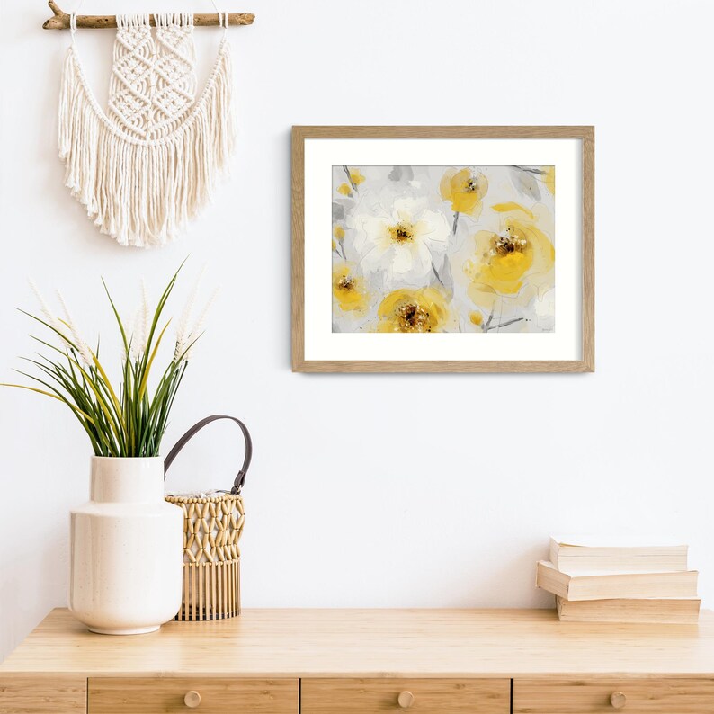 Mustard Yellow Flower Wall Art Print Large Framed Flower Etsy