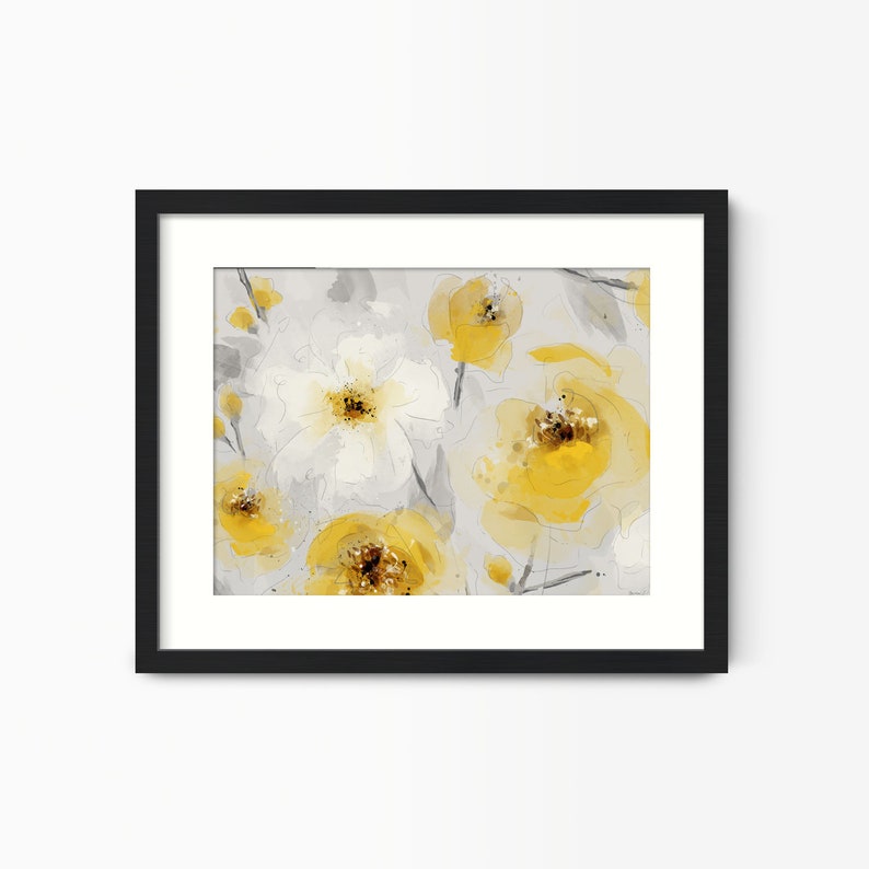Mustard Yellow Flower Wall Art Print Large Framed Flower Etsy
