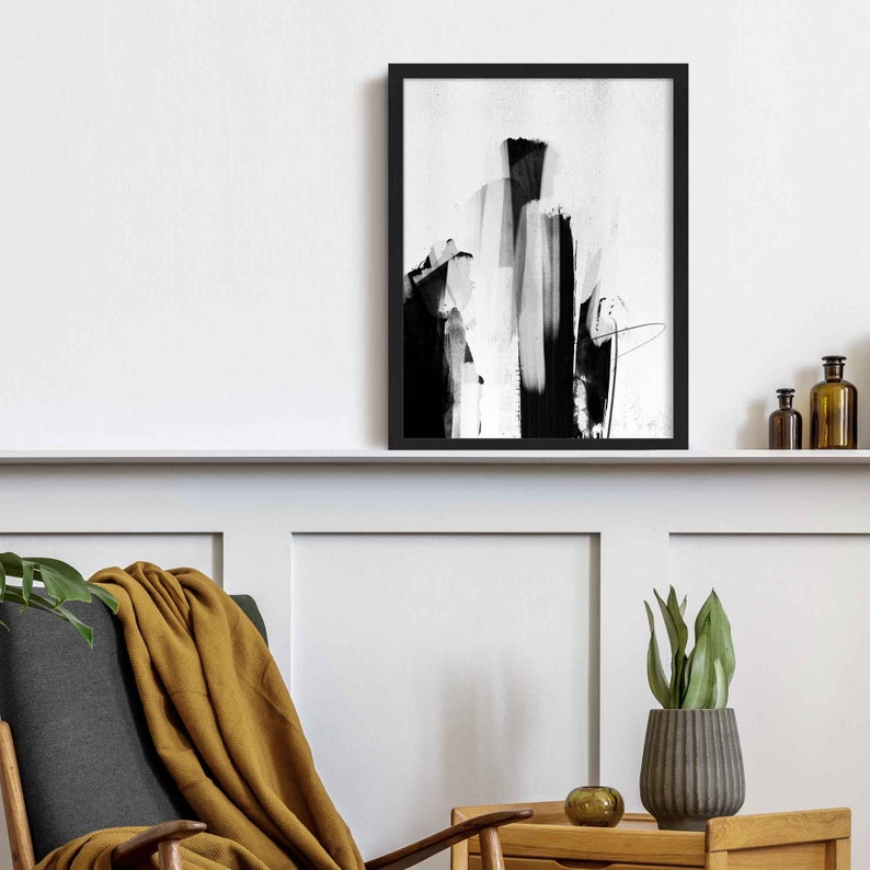 Minimalist Abstract Wall Art Prints Black and White Abstract Etsy UK